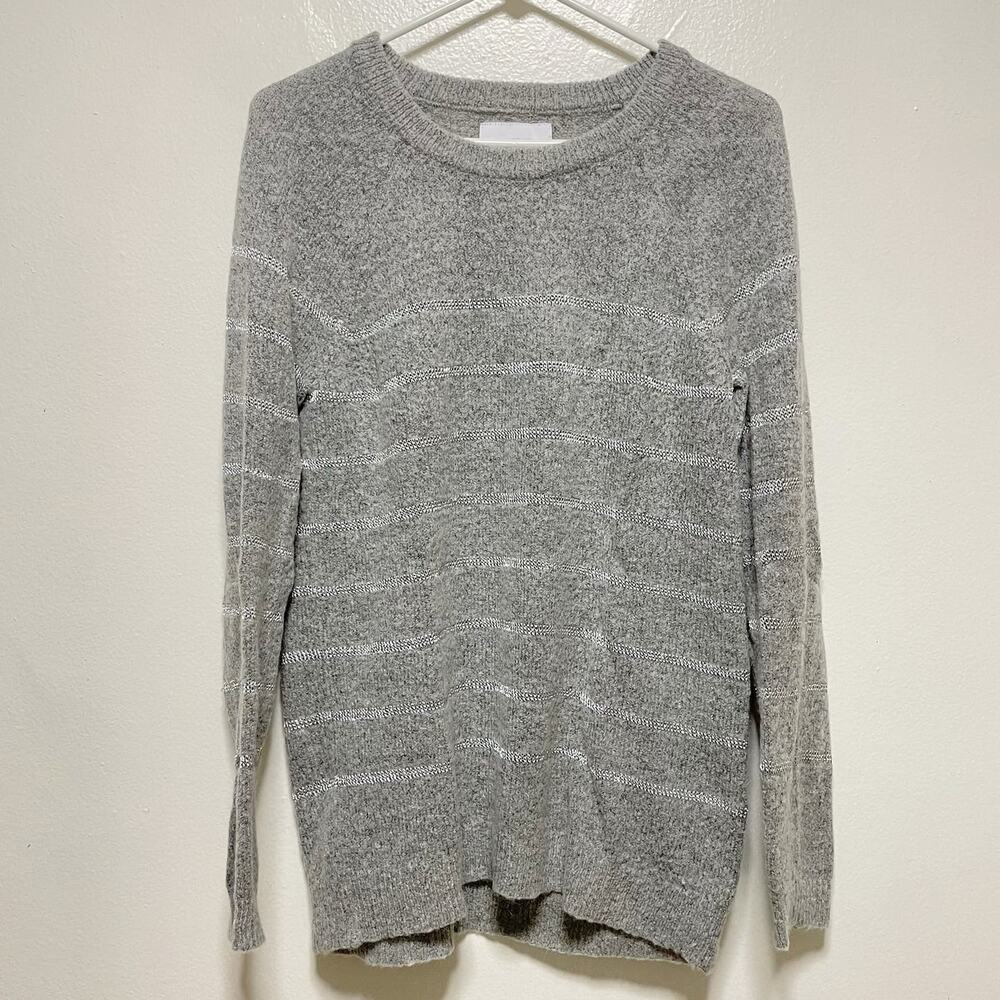 Current/Elliott Gray Long Sleeved Crew Neck Sweater Silver Accents